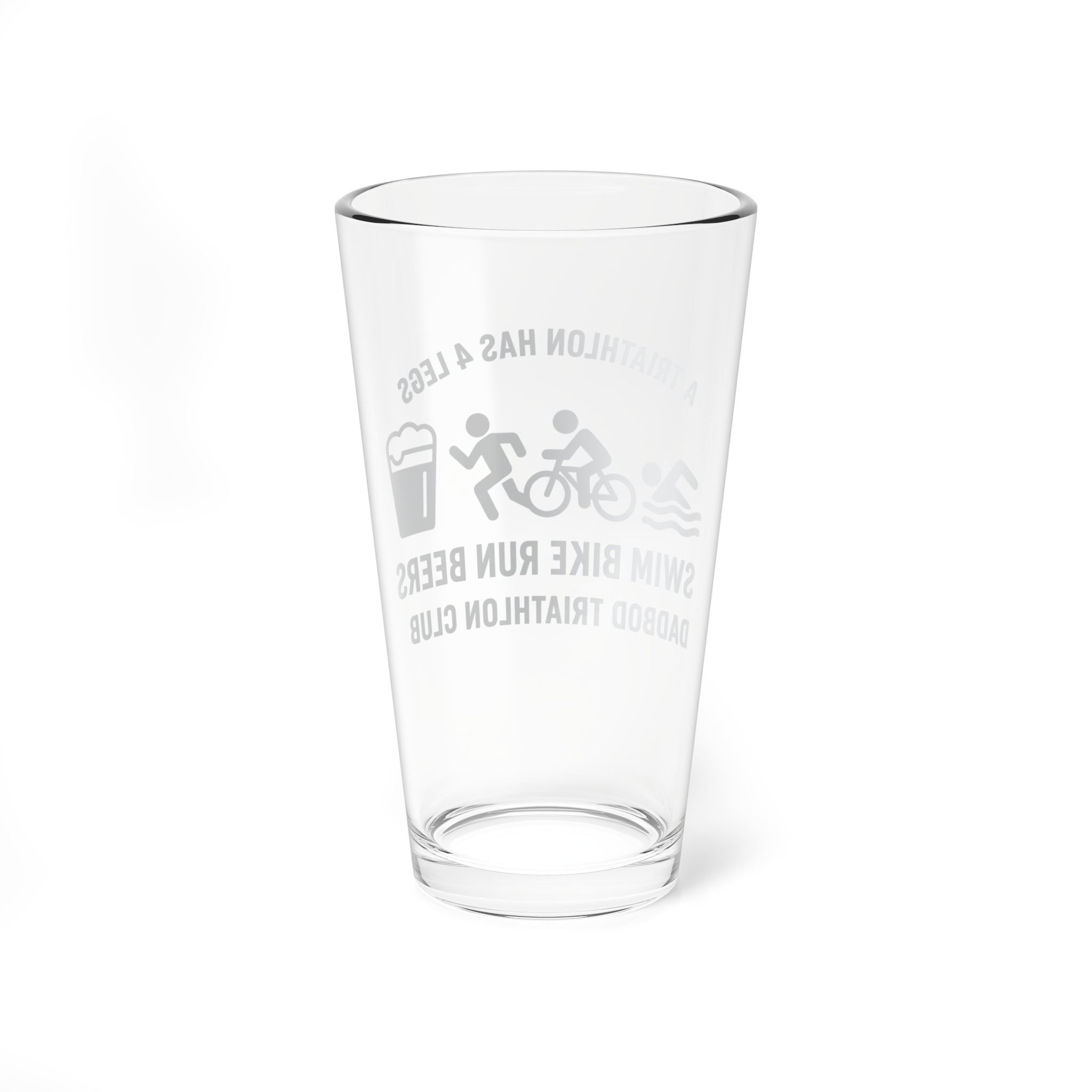 A Triathlon Has 4 Legs: Swim Bike Run Beers" 16oz Beer Glass